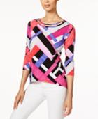 Alfred Dunner Petite Printed Cutout-neck Top