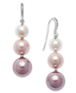 Charter Club Silver-tone Ombre Imitation Pearl Drop Earrings, Created For Macy's