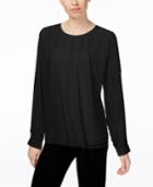 Calvin Klein Long-sleeve Pleated Blouse