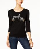 Karen Scott Zebra Glitter Graphic Top, Only At Macy's