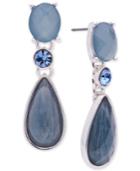 Anne Klein Silver-tone Denim Blue Stone Drop Earrings