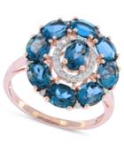 London Blue Topaz (4-1/2 Ct. T.w.) & Diamond (1/8 Ct. T.w.) Ring In 14k Rose Gold
