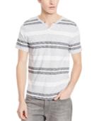 Kenneth Cole Reaction Men's Feeder Striped Split-neck T-shirt