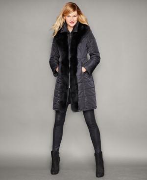 The Fur Vault Fox-fur-trim Quilted Puffer Coat