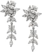 Nina Silver-tone Crystal Floral Drop Earrings