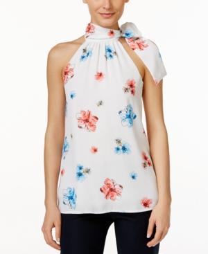 Cece By Cynthia Steffe Floral-print Halter Blouse