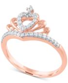 Diamond Heart Crown Ring (1/5 Ct. T.w.) In 10k Rose Gold