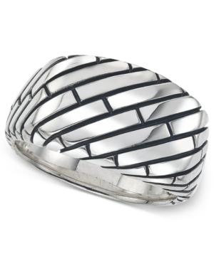 Esquire Men's Jewelry Patterned Ring In Sterling Silver, First At Macy's