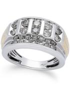 Men's Diamond Cluster Two-tone Ring (2 Ct. T.w.) In 10k Gold And White Gold