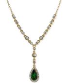 2028 Gold-tone Green And Clear Crystal Pendant Necklace