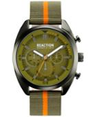 Kenneth Cole Reaction Men's Green/orange Nylon Strap Watch 45mm 10031951