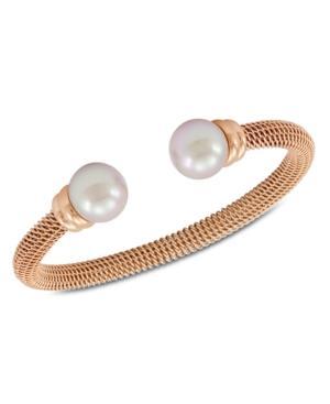 Majorica Bracelet, Organic Man Made Pearl And Rose Gold-tone Stainless Steel Bangle Bracelet