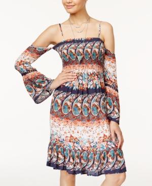American Rag Juniors' Printed Cold-shoulder Dress, Only At Macy's