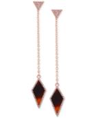 Guess Rose Gold-tone Red Tortoiseshell-look Kite Linear Drop Earrings