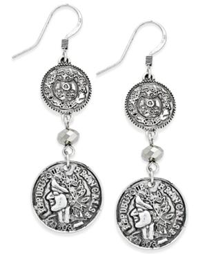 Inc International Concepts Silver-tone Coin-inspired Linear Drop Earrings, Only At Macy's