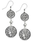 Inc International Concepts Silver-tone Coin-inspired Linear Drop Earrings, Only At Macy's