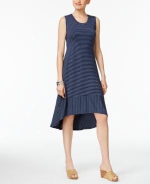 Style & Co Petite Striped High-low Dress, Only At Macy's