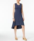 Style & Co Petite Striped High-low Dress, Only At Macy's