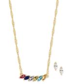 Charter Club Gold-tone Multicolor Stone Necklace & Stud Earrings