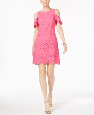 Jessica Howard Eyelet Cold-shoulder Dress