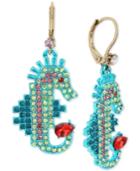 Betsey Johnson Two-tone Multi-crystal Seahorse Drop Earrings