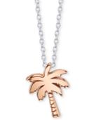 Unwritten Tropical Vibes Palm Tree Pendant Necklace In Sterling Silver & Rose Gold-flash, 16 + 2 Extender