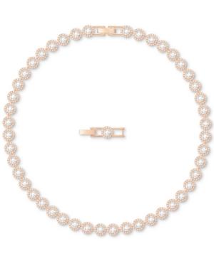 Swarovski Rose Gold-tone Crystal Halo All-around Collar Necklace