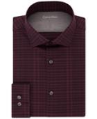 Calvin Klein X Men's Extra-slim Fit Thermal Stretch Performance Burgundy Check Dress Shirt