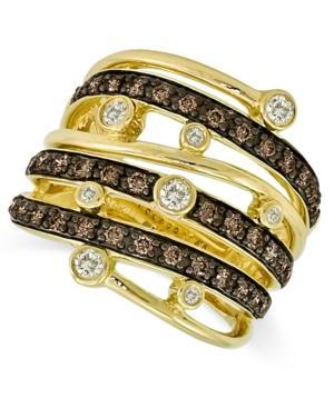 Le Vian Chocolate And White Diamond Multi-row Ring (3/4 Ct. T.w.) In 14k Gold