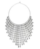 Silver-tone Weathered-look Multi-feather Statement Necklace