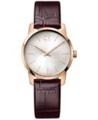 Calvin Klein Women's Swiss City Brown Leather Strap Watch 31mm K2g23620