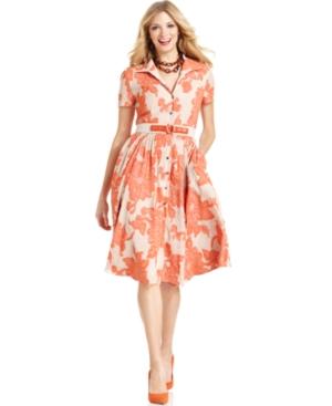 Jones New York Dress, Short-sleeve Floral-print Shirt Dress