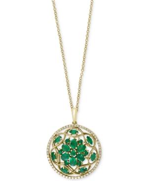 Effy Final Call Emerald (2-1/10 Ct. T.w.) And Diamond (1/4 Ct. T.w.) Pendant Necklace In 14k Gold
