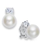 Lauren Ralph Lauren Silver-tone Glass Pearl And Crystal Clip On Earrings
