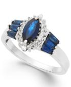 Sapphire (1-1/3 Ct. T.w.) And Diamond (1/5 Ct. T.w.) Ring In 14k White Gold