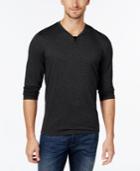 Alfani Men's Heather Long-sleeve Split Crewneck T-shirt