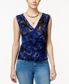 Lucky Brand Printed Lace-detail Top