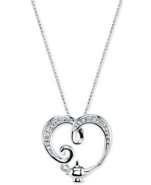 Disney Aladdin Genie Lamp Diamond Accent Pendant Necklace In Sterling Silver
