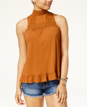 American Rag Juniors' Crochet-trim Ruffled-hem Tank Top, Created For Macy's