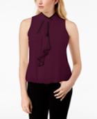 Bcx Juniors' Piped Ascot Bubble Blouse