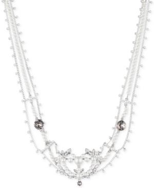 Givenchy Silver-tone Imitation Pearl And Crystal Multi-layer Choker Necklace