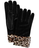 Cejon Printed-cuff Velvet Gloves
