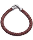 Esquire Men's Jewelry Brown Leather Bracelet In Stainless Steel, Only At Macy's