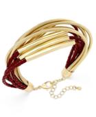 Inc International Concepts Gold-tone Leather And Coil Bracelet, Only At Macy's