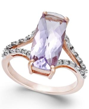 Amethyst (3-3/4 Ct. T.w.) And Diamond (1/6 Ct. T.w.) Ring In 14k Rose Gold