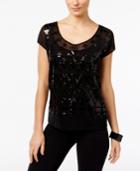 Inc International Concepts Sequined Cap-sleeve Top, Only At Macy's