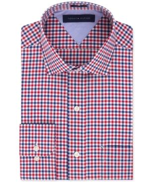 Tommy Hilfiger Easy Care Red And Blue Check Dress Shirt