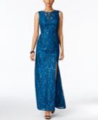 Adrianna Papell Embroidered Sequined Gown