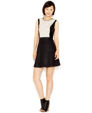 Rachel Rachel Roy Textured Faux-leather Trim Scuba Dress