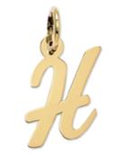 14k Gold Charm, Small Script Initial H Charm